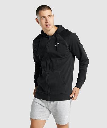 Gymshark Crest Zip Up Muške Majica S Kapuljačom Crne | HR 2740DFM